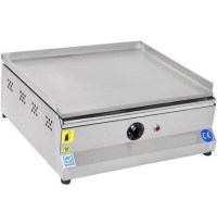Paslanmaz çelik gövdeli, 50 cm pik döküm pişirme yüzeyine sahip, güvenlik valfli ve 3 kW gücünde profesyonel gazlı ızgara makinesi. Sanayi tipi mutfaklar, kafeler ve büfeler için uygun doğalgaz ve LPG dönüşümlü pişirme ekipmanı.