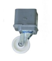 125x40 mm ölçülerinde, rulmanlı iç yatağa ve HDPE montaj takozuna sahip endüstriyel taşıma kasası tekeri görseli. Sıvama saç gövdeli, moblen üzeri gri termoelastik lastik kaplamalı profesyonel yedek parça ünitesi.